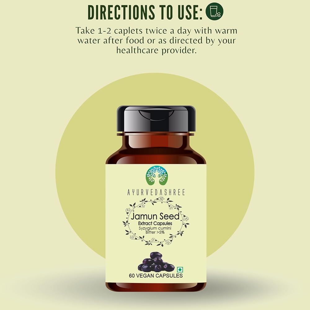 AYURVEDASHREE Jamun Seed 500mg Vegetarian Capsules - 60 Count - image 5