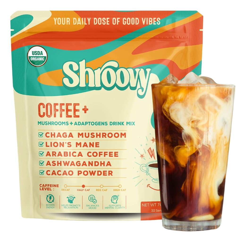 Shroovy Organic Mushroom Coffee with Lion's Mane & Ashwagandha - 30 Servings