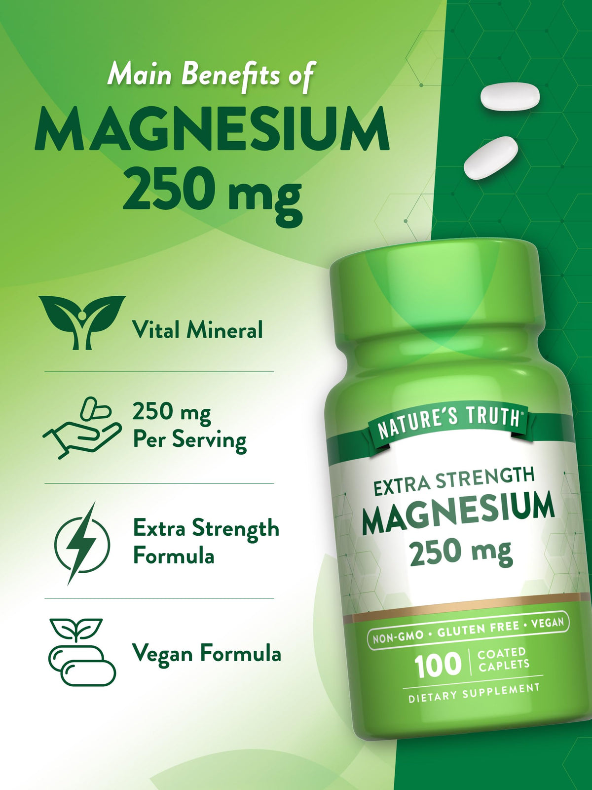 Nature's Truth Magnesium 250 mg - 100 Caplets - image 5