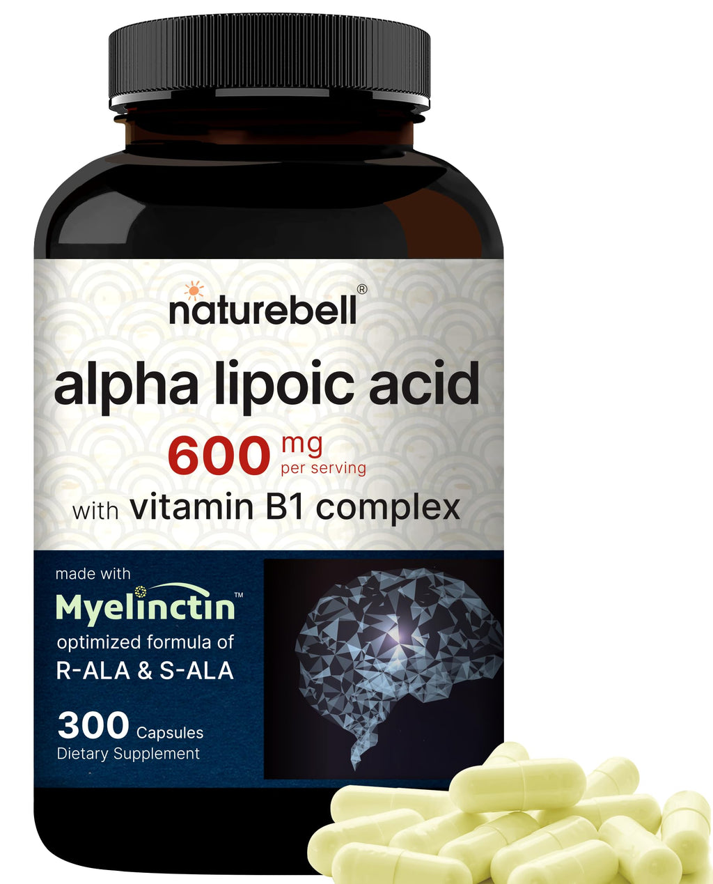 NatureBell Alpha Lipoic Acid Complex 600mg - 300 Capsules