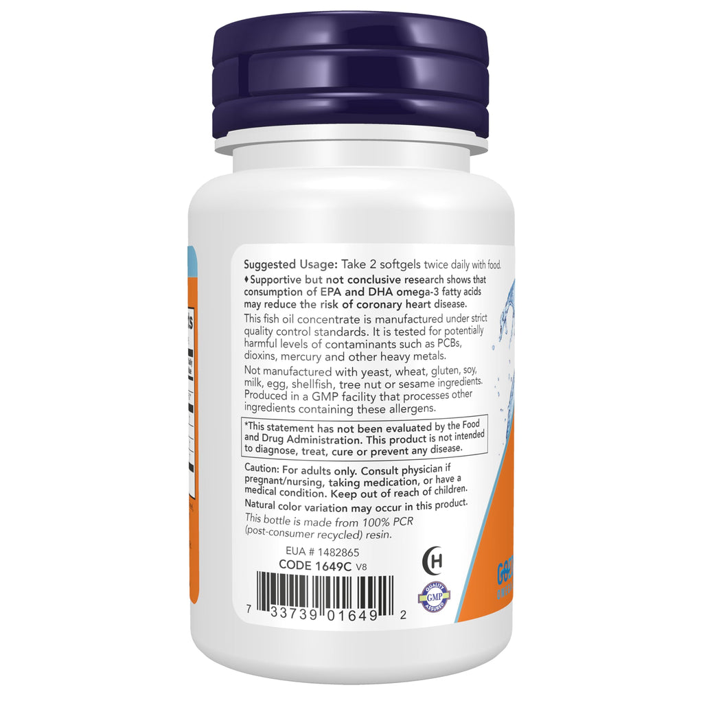 NOW Omega-3 Fish Oil 1000 mg Softgels - 32 Softgels - image 3