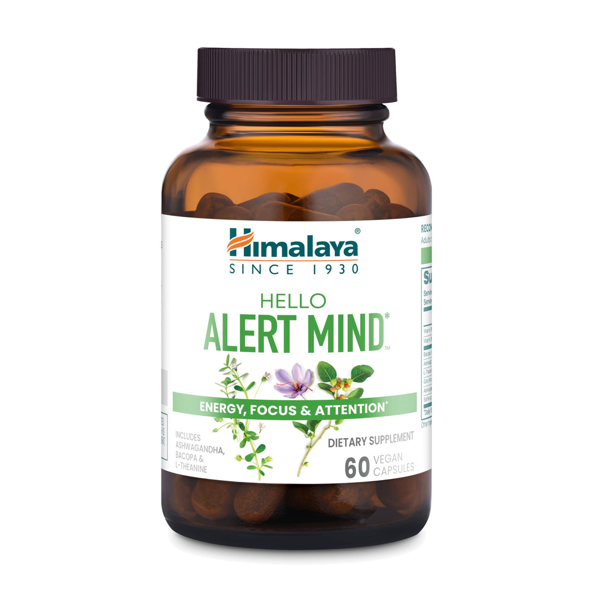 Himalaya Hello Alert Mind Supplement with L-Theanine - 60 Capsules