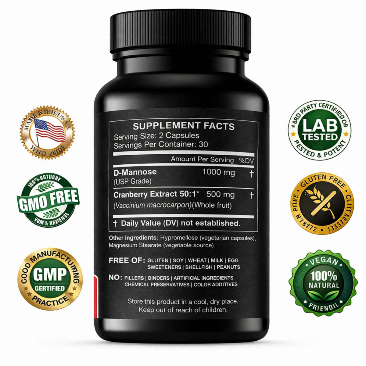 HCL Herbal Code Labs D-Mannose with Cranberry Extract - 60 Capsules - image 2