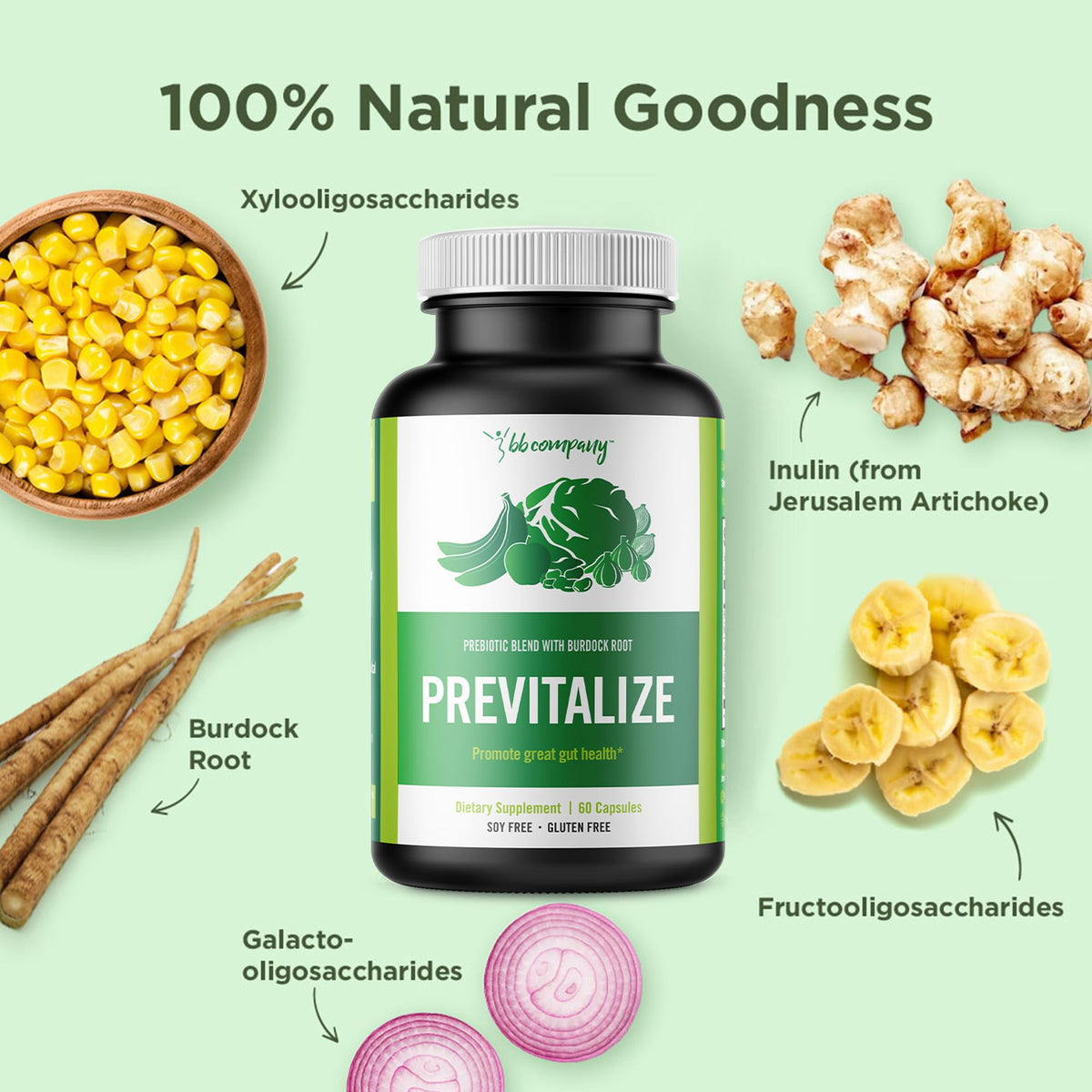 BB Company Previtalize Prebiotic Fiber for Women - 60 Capsules - image 3