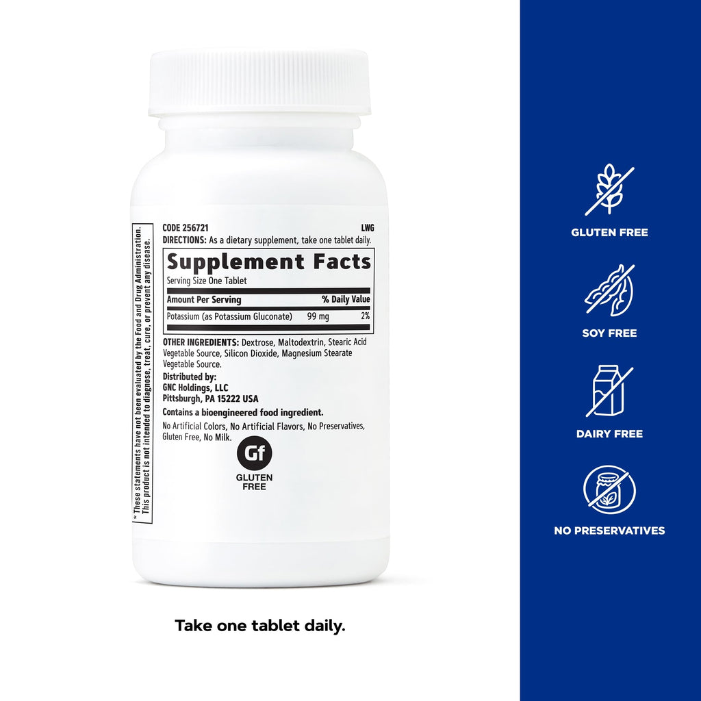 GNC Potassium Gluconate 99mg - 100 Tablets - image 5