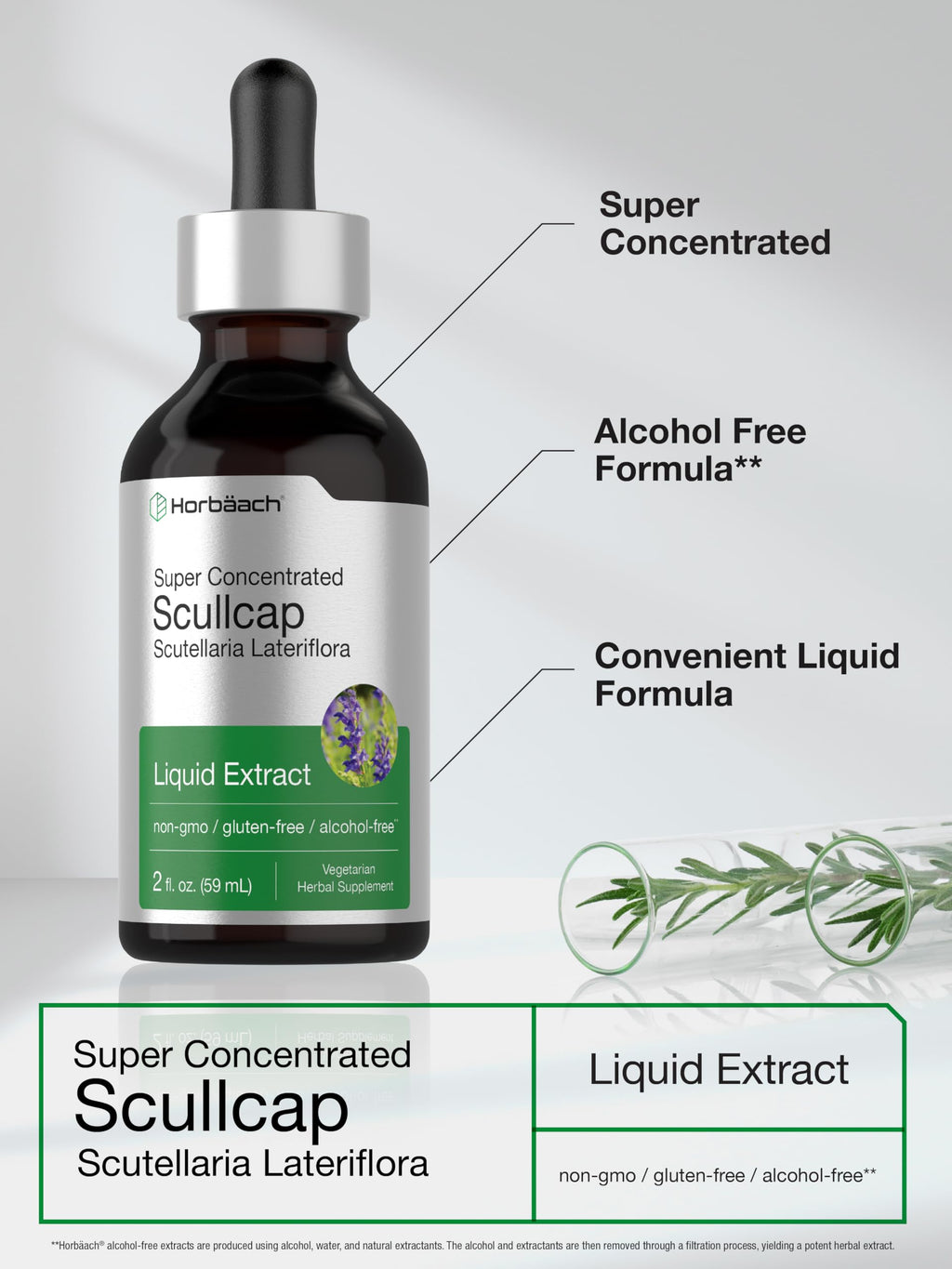 Horbäach Scullcap Herb Tincture Liquid Extract - 2 fl oz - image 4