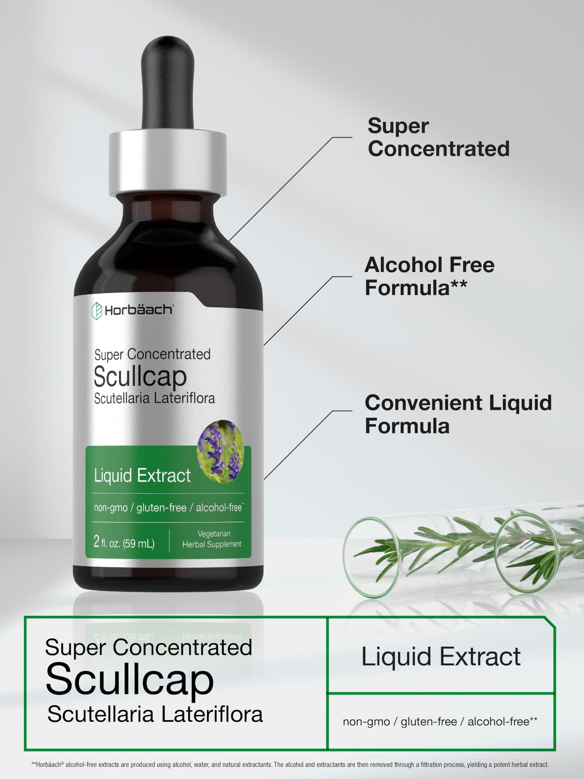 Horbäach Scullcap Herb Tincture Liquid Extract - 2 fl oz - image 4