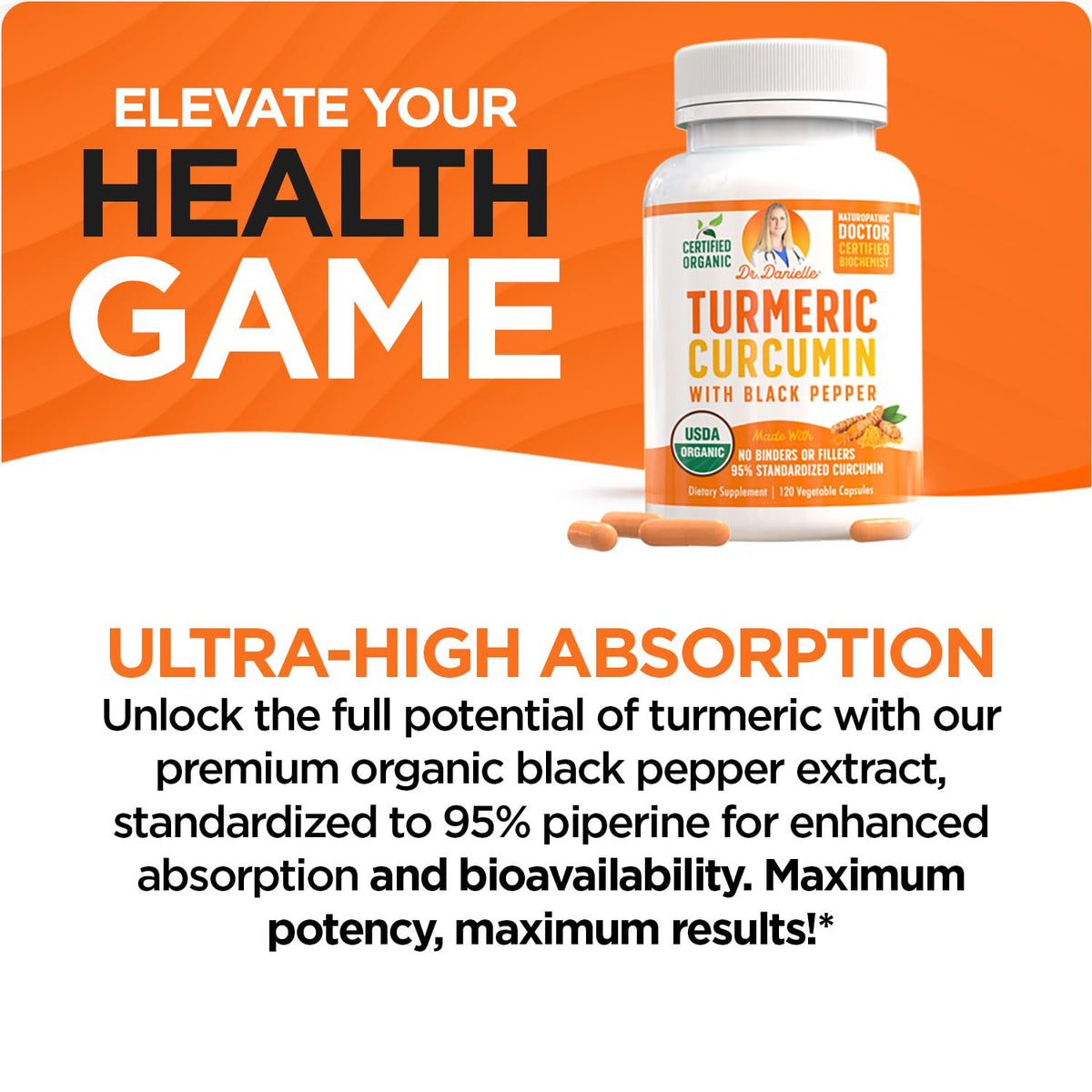 Doctor Danielle Organic Turmeric Curcumin 2000mg - 120 Capsules - image 2