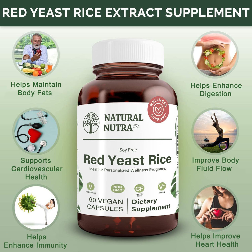 Natural Nutra Red Yeast Rice Extract 600 mg - 60 Capsules - image 3