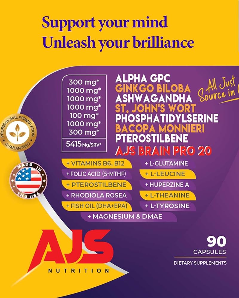 AJS Alpha GPC Nootropic Brain Supplement 90CT