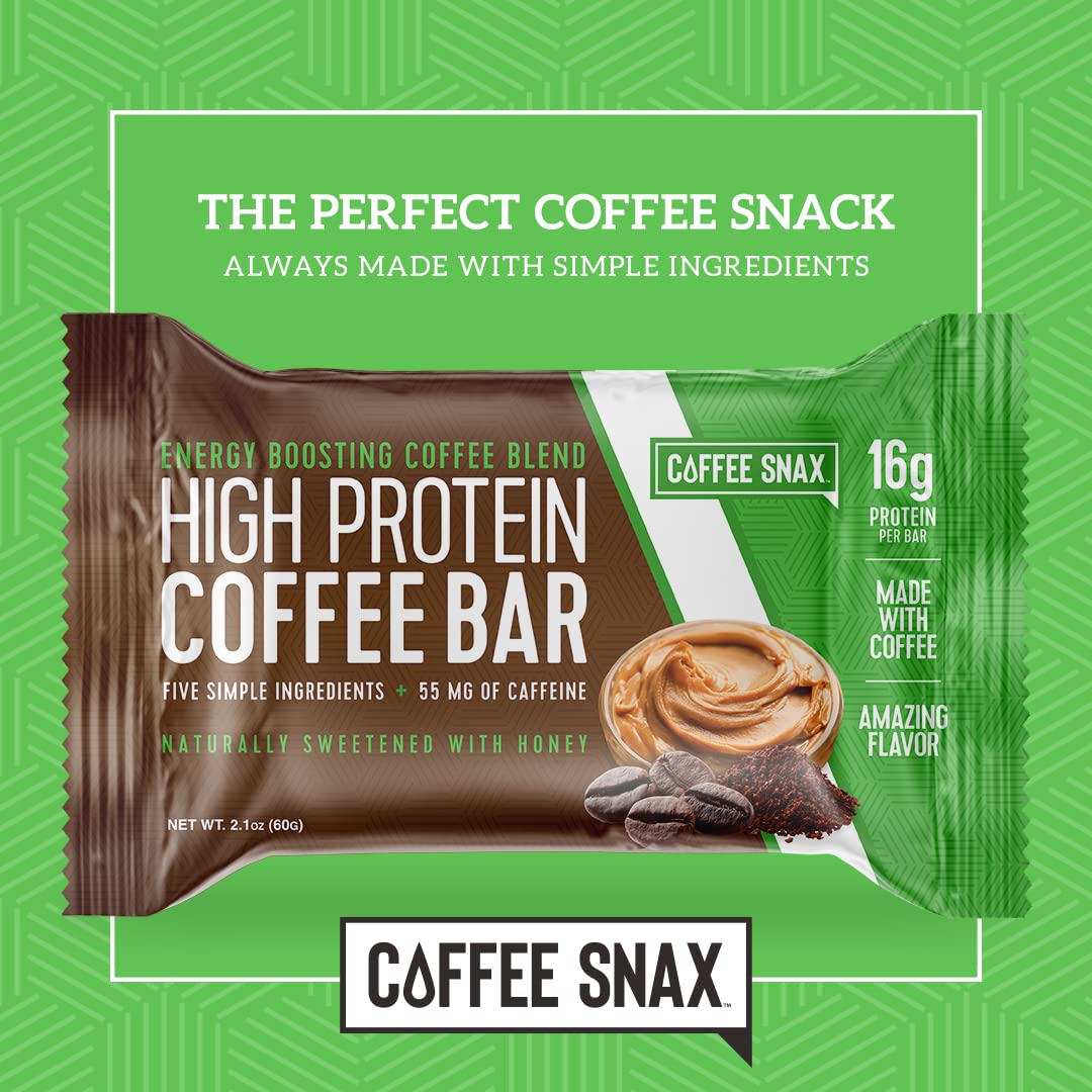 Coffee Snax Protein Coffee Energy Bar Peanut Butter - 12 Count - image 5
