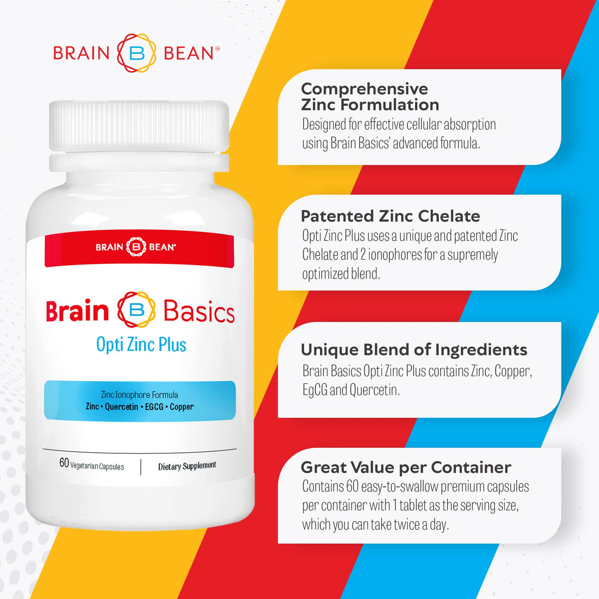 Brain Bean Opti Zinc Plus Immune Support - 60 Capsules - image 5