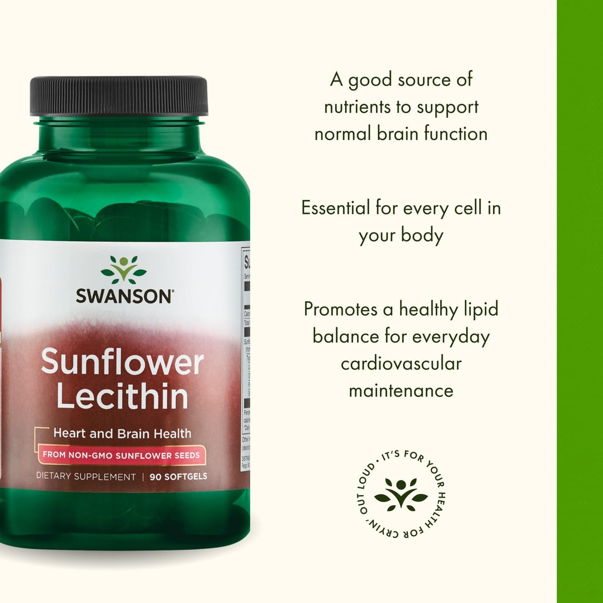 Swanson Sunflower Lecithin 1,200 mg - 90 Softgels - image 4
