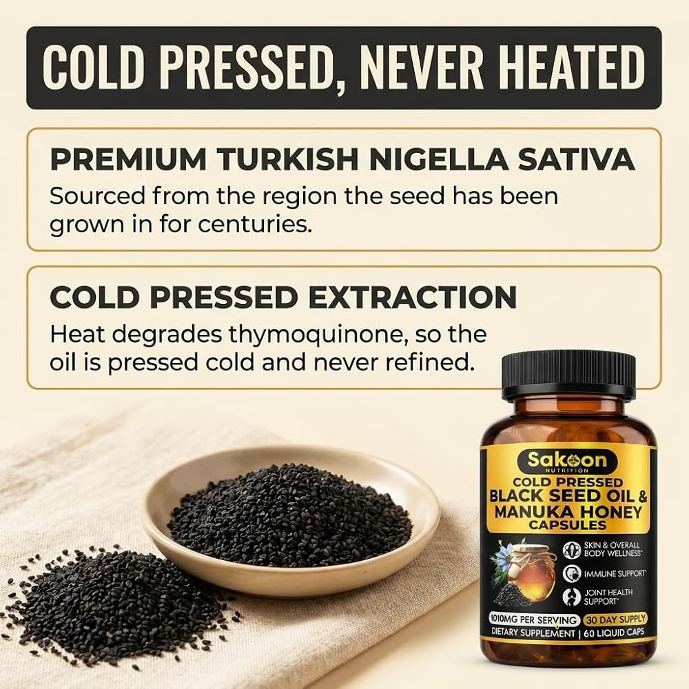 Sakoon Nutrition Black Seed Oil with Manuka Honey - 60 Capsules - image 3