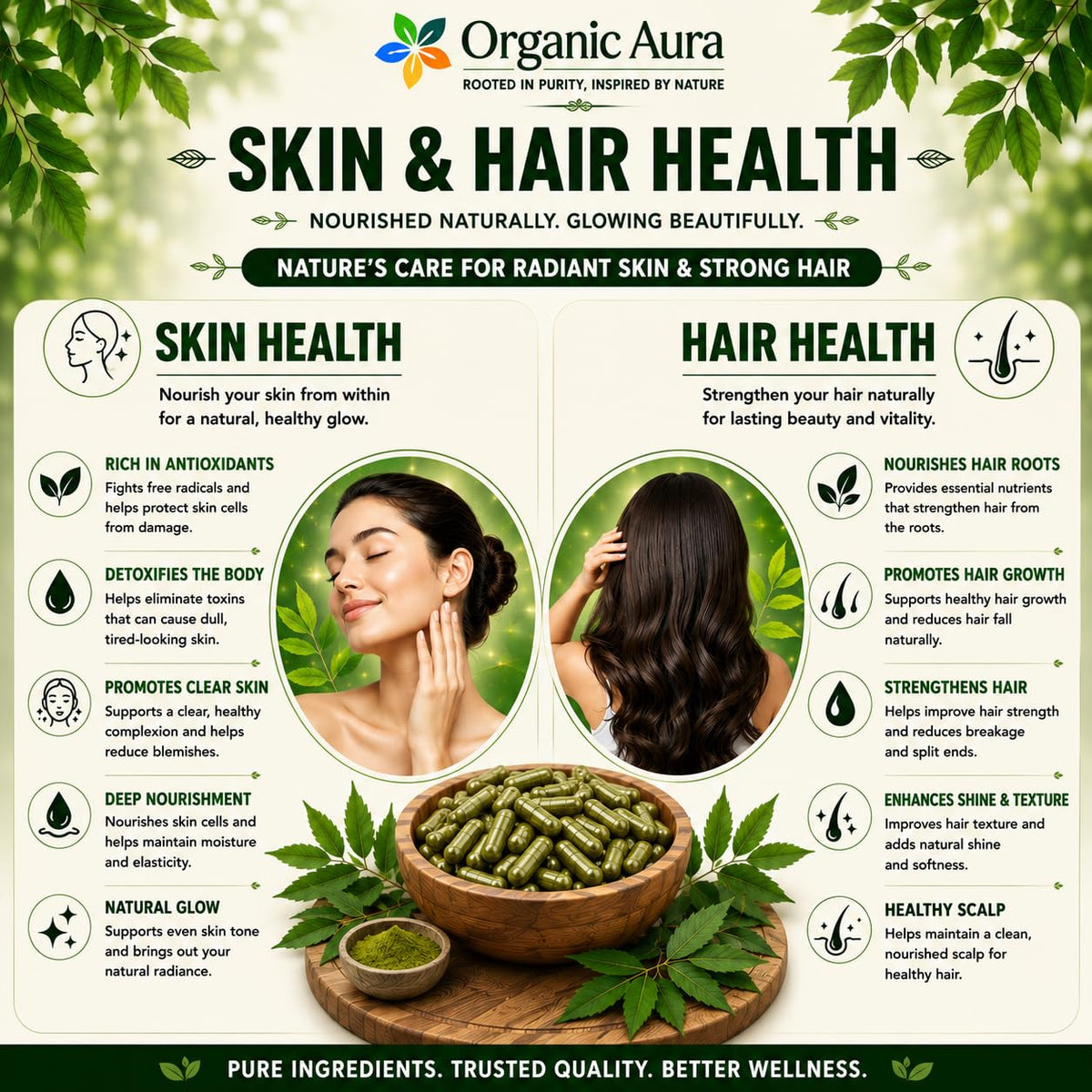 Organic Aura Neem Capsules 100% Pure Whole Leaf - 120 Capsules - image 4