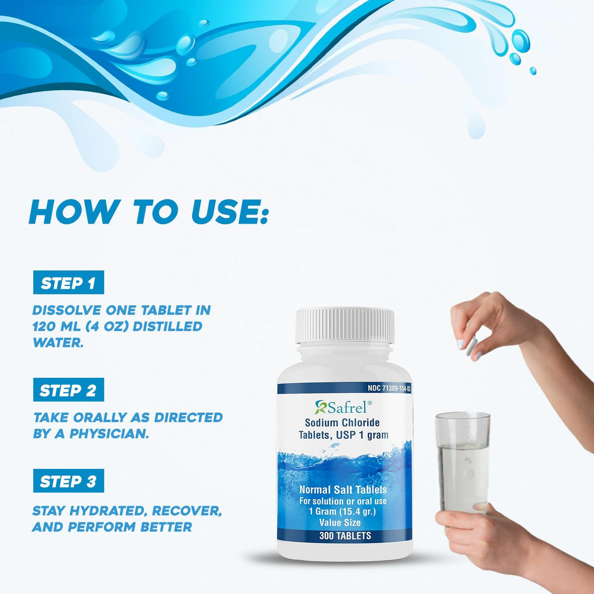 Safrel Sodium Chloride Tablets 1 gm USP - 300 Count - image 3