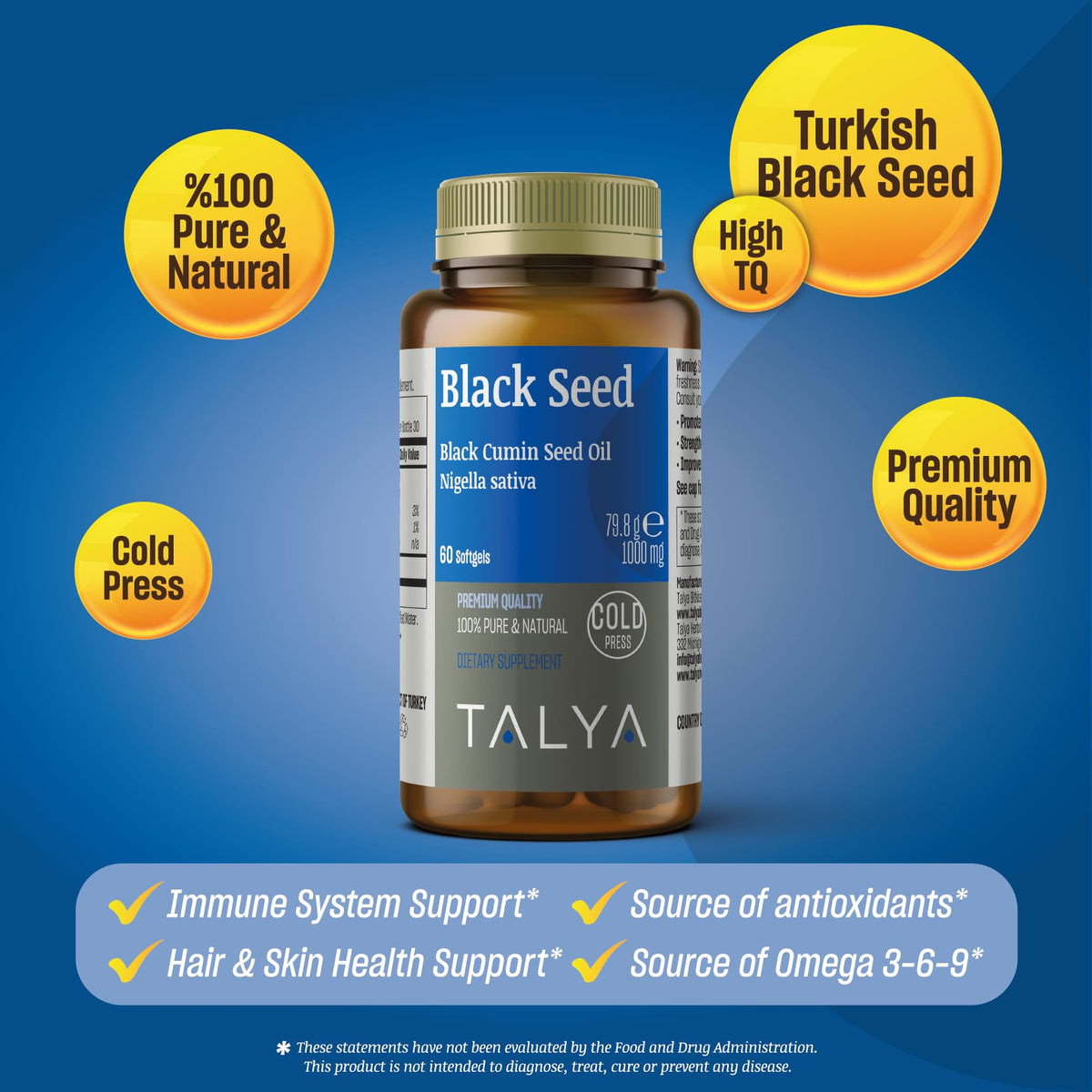 TALYA Black Seed Oil Softgel Immune Support - 60 Softgels - image 2
