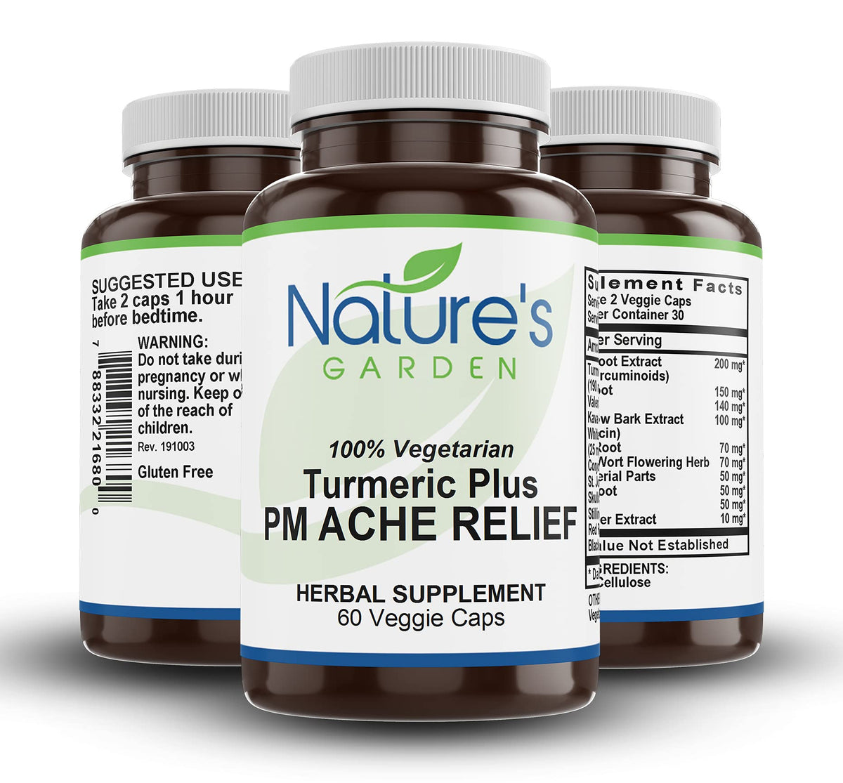 Nature's Garden Essentials Turmeric Plus PM Ache Relief - 60 Vegetarian Capsules - image 3