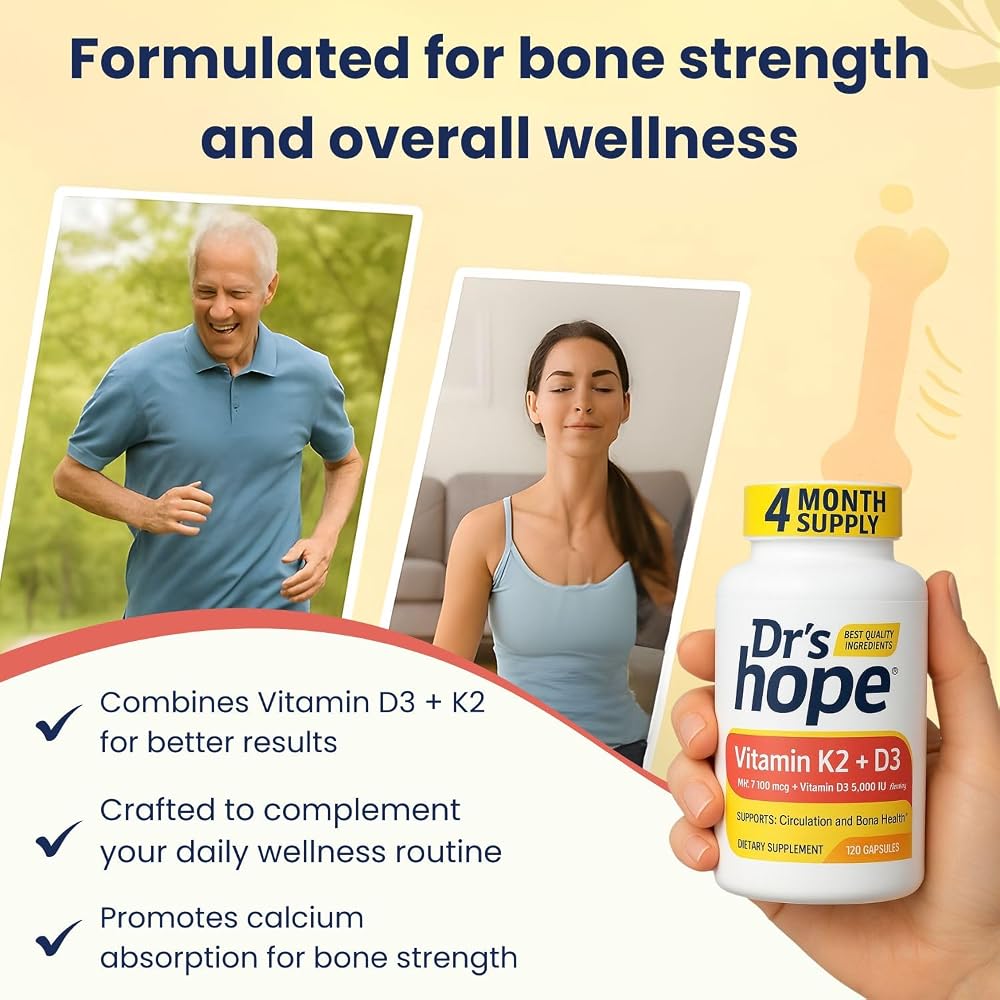 Dr’s Hope Dr's Hope Vitamin K2 MK-7 + D3 5000 IU Bone Support - 120 Capsules - image 8