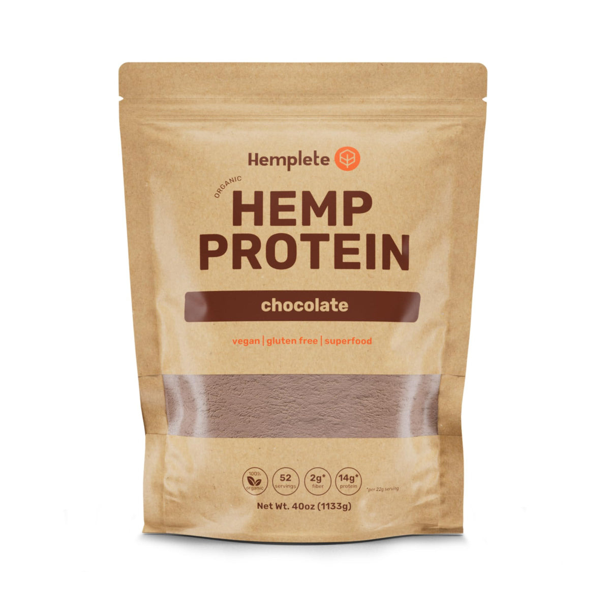 hemplete Organic Hemp Protein Powder Chocolate - 40 oz