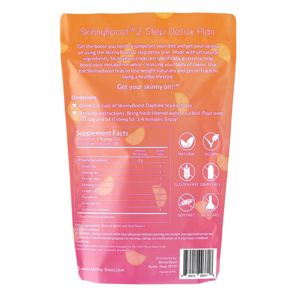 SkinnyBoost Daytime Teas, 3 Evening Detox Teas Non GMO, Vegan, All