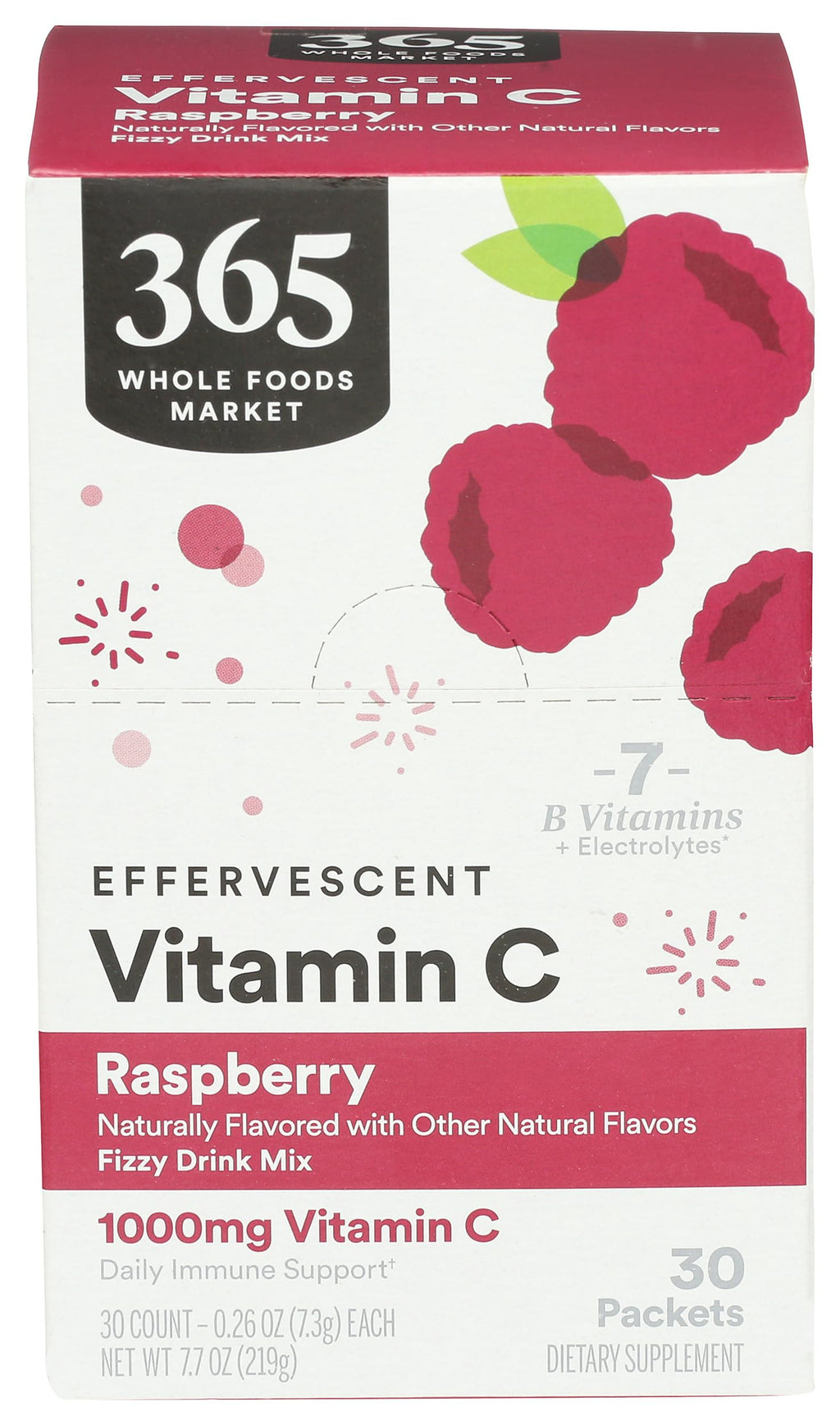 365 by Whole Foods Market Vitamin C Effervescent Powder Raspberry - 30 Count