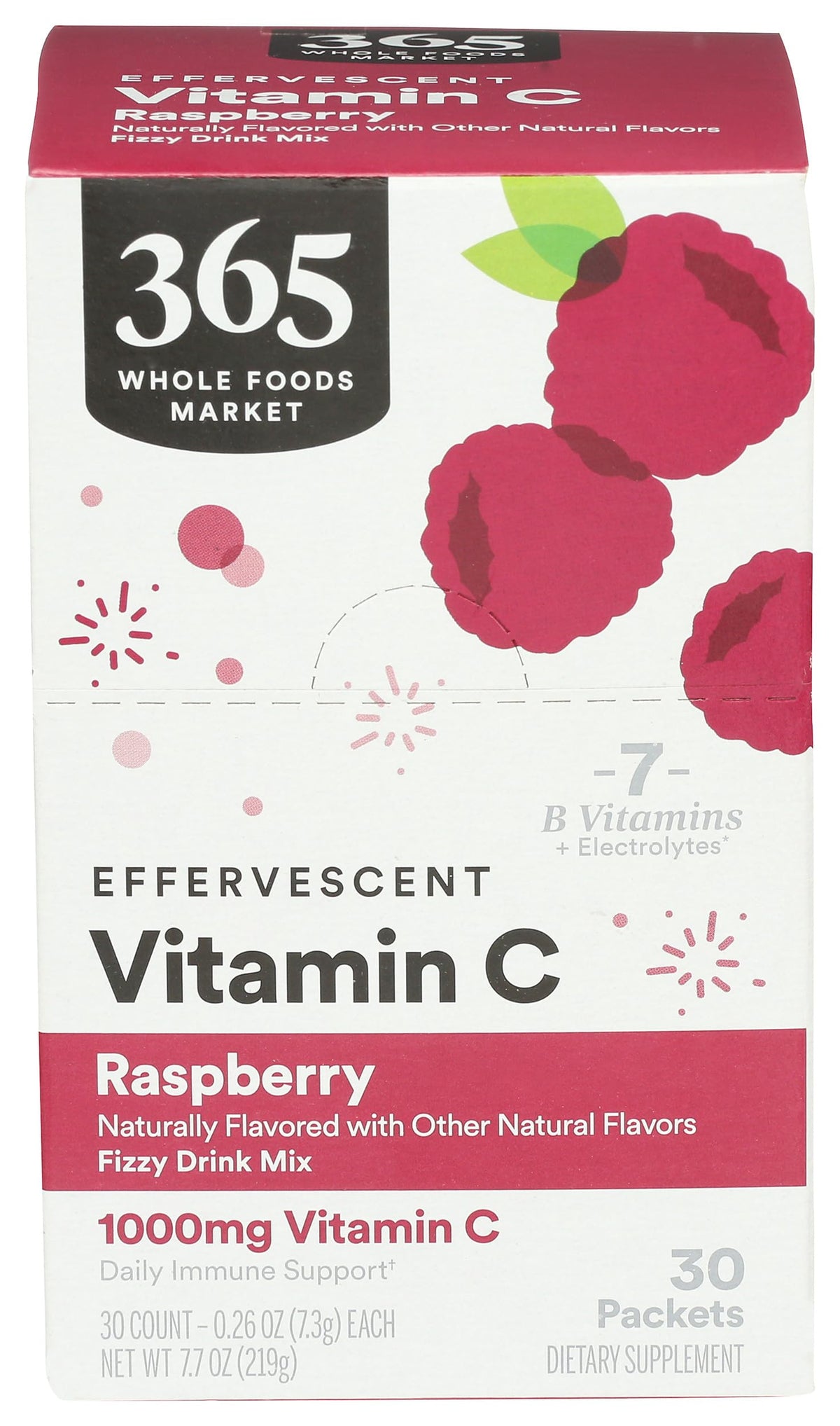 365 by Whole Foods Market Vitamin C Effervescent Powder Raspberry - 30 Count