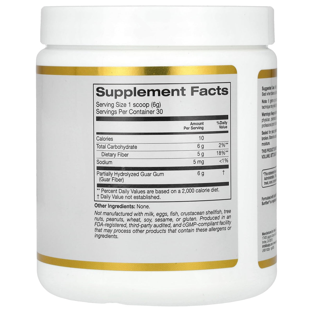 California Gold Nutrition Prebiotic Fiber Powder - 180g - image 2
