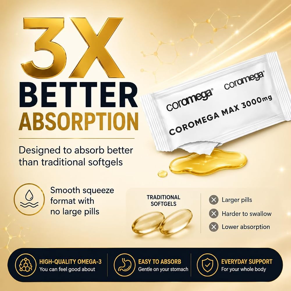 Coromega MAX Gold Omega-3 Fish Oil + Vitamin D - 30 Packets - image 3