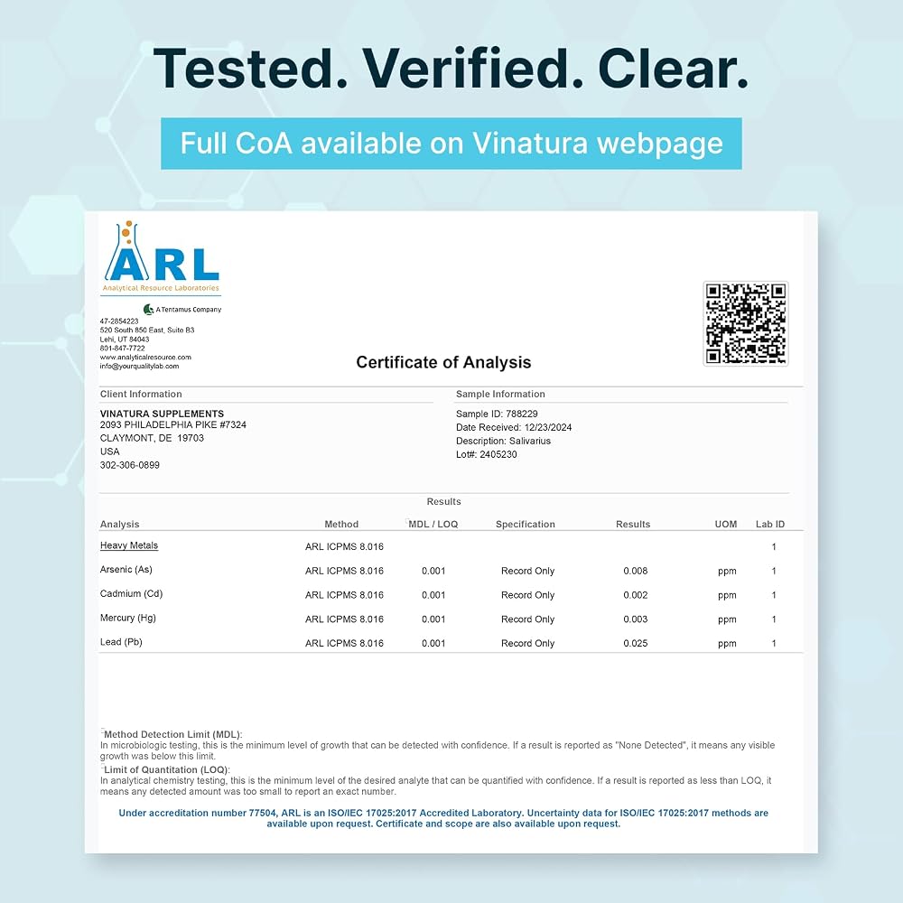 VINATURA Lactobacillus Salivarius Oral Probiotics - 45 Tablets - image 5
