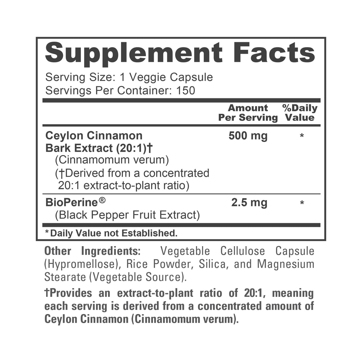 NusaPure Ceylon Cinnamon 500mg - 150 Vegetarian Capsules - image 4