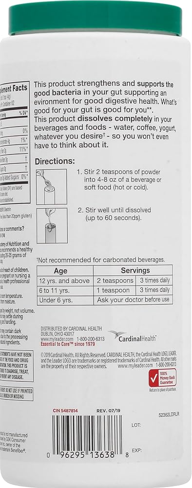 Leader Prebiotic Fiber Supplement Powder for Digestive Health - image 5