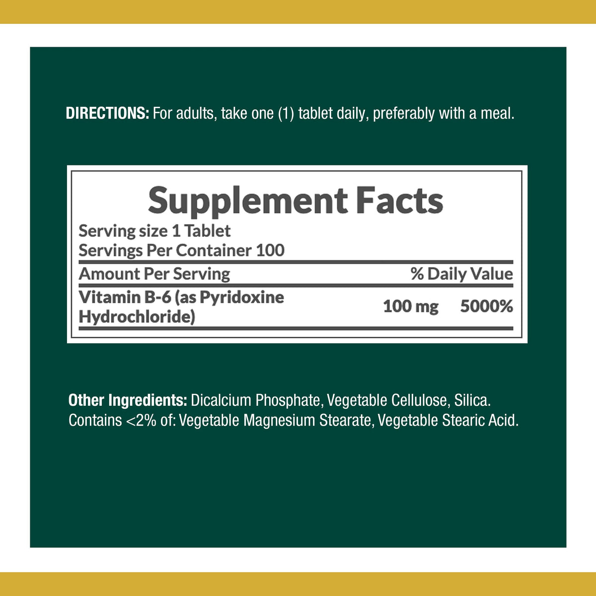 Nature's Bounty Vitamin B6 100mg - 100 Tablets - image 2