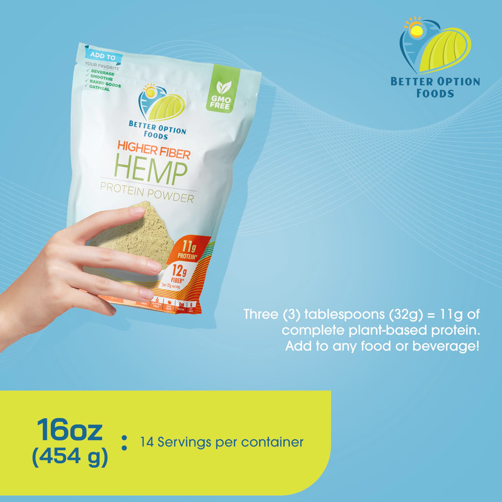 Better Option Foods Hemp Powder - Easy-to-Digest Fiber Protein Powder