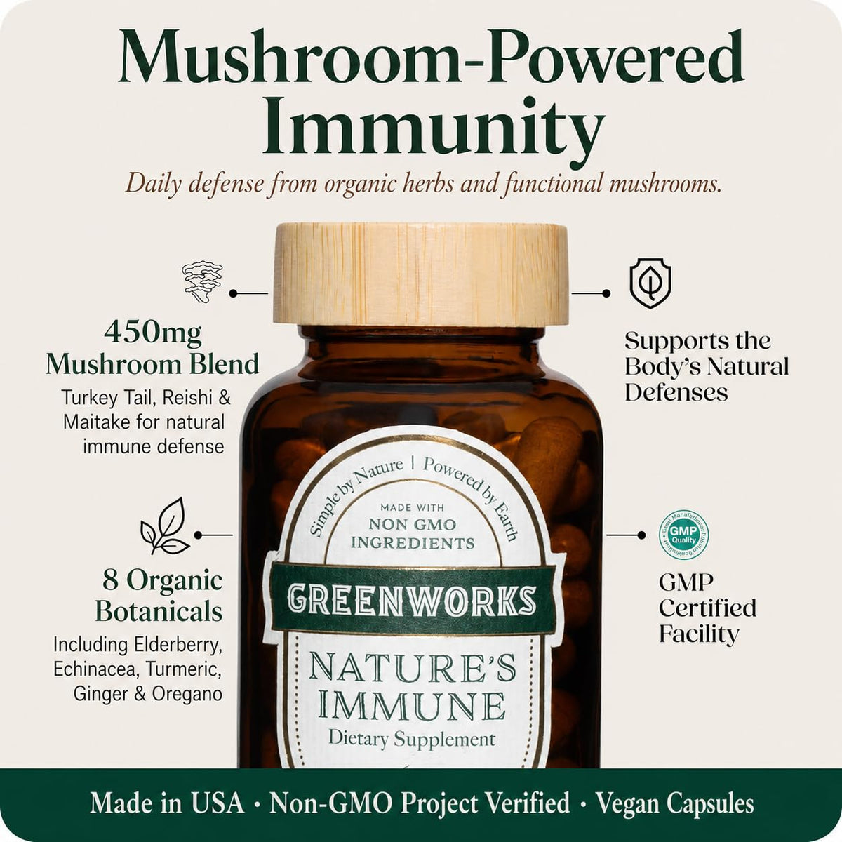 Greenworks Nature's Immune Organic Immune Support - 60 Capsules - image 3