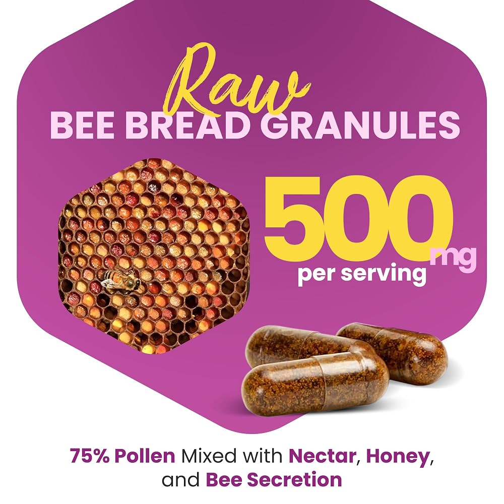 HONEYBEEZONE Bee Bread Capsules Energy & Immune Support - 60 Vegetarian Capsules - image 2