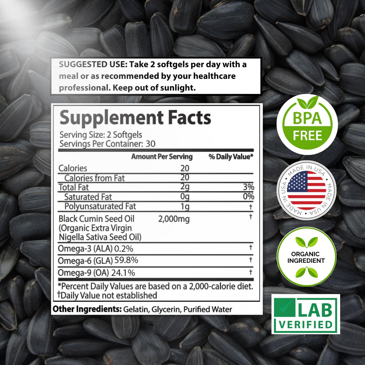 Mother Nature Organics Black Seed Oil 2000mg - 60 Softgels - image 4