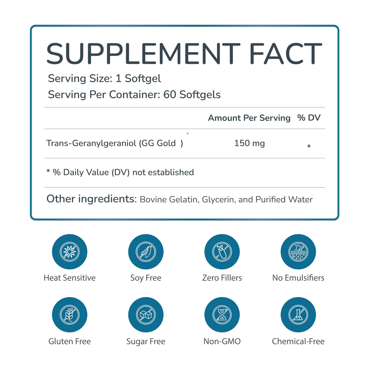WELLNESS EXTRACT Geranylgeraniol GG 150mg CoQ10 Support - 60 Softgels - image 2