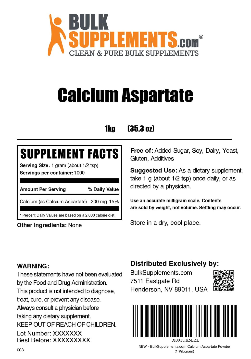 BulkSupplements.com Calcium Aspartate Powder