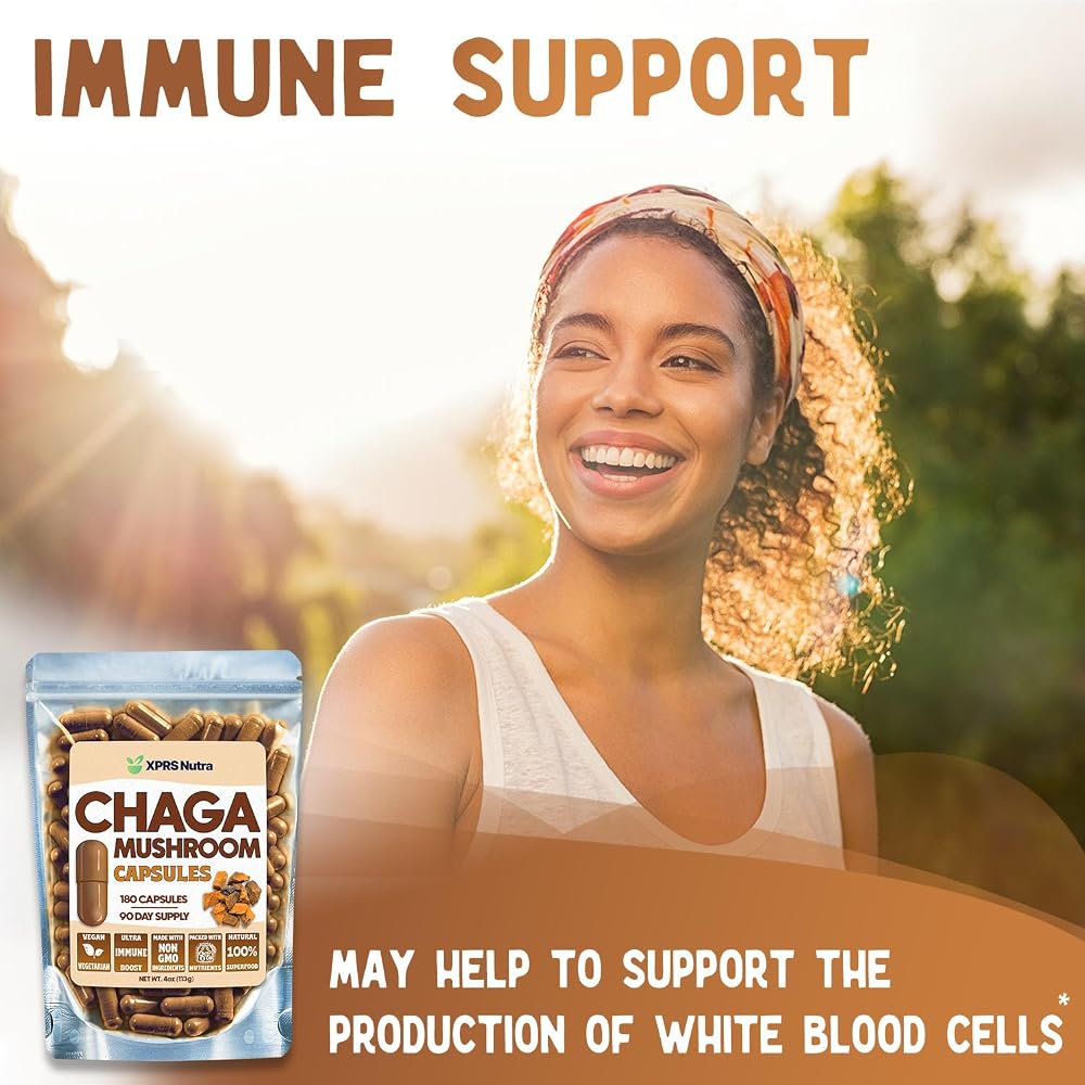 XPRS Nutra Chaga Mushroom Capsules Immunity Support - 180 Count - image 2