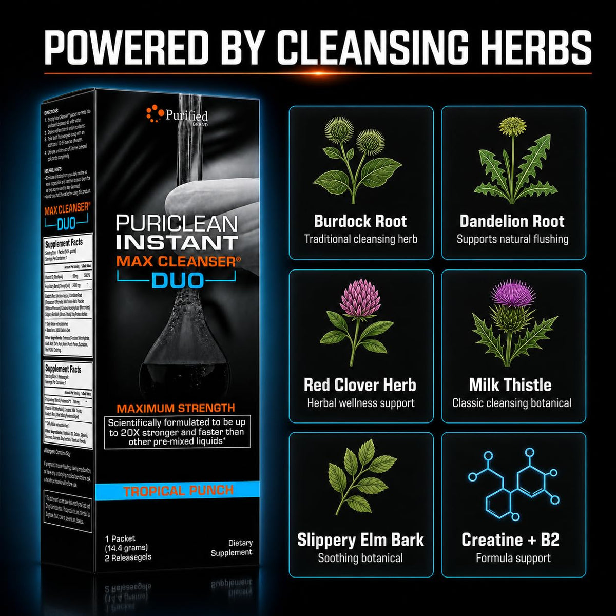Wellgenix Puriclean Instant Max Cleanser DUO Herbal Cleanse - 1 Pack - image 4