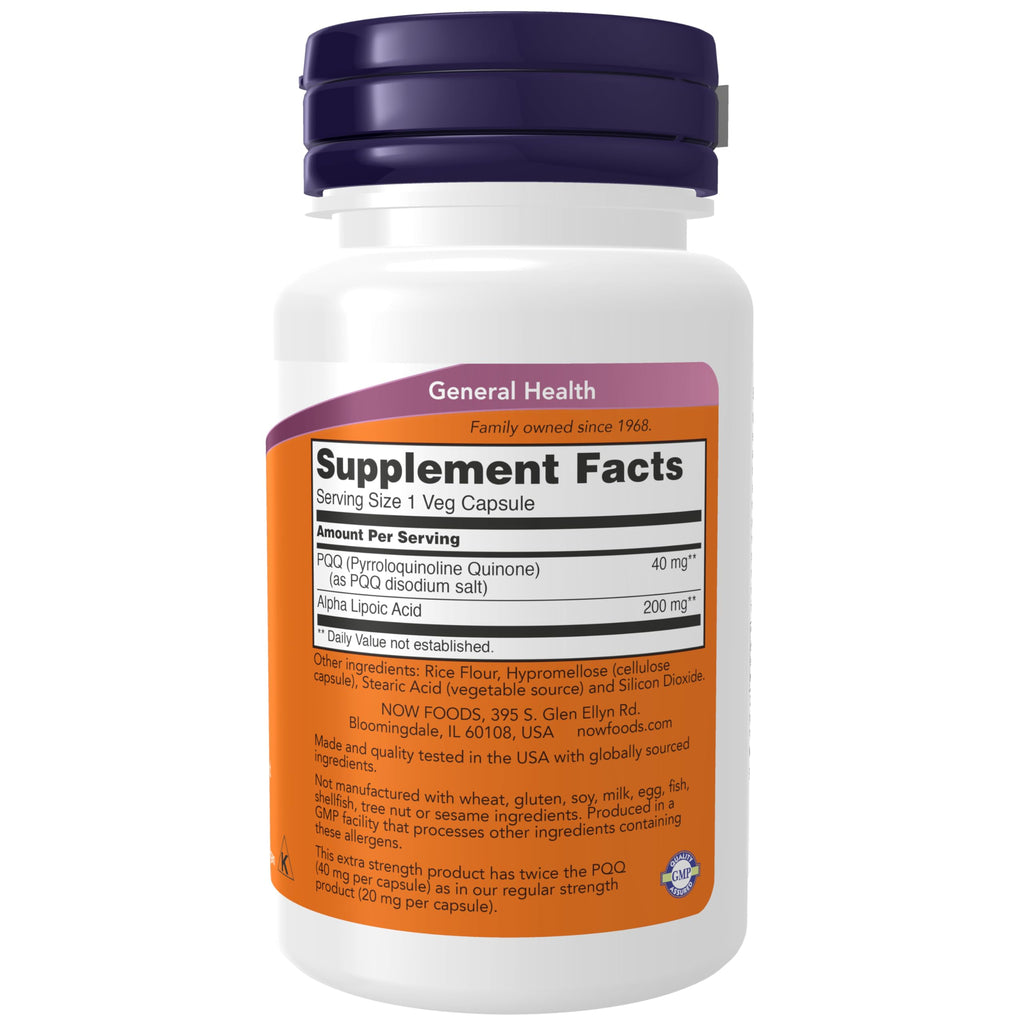 NOW PQQ 40 mg with Alpha Lipoic Acid - 50 Vegetarian Capsules - image 2