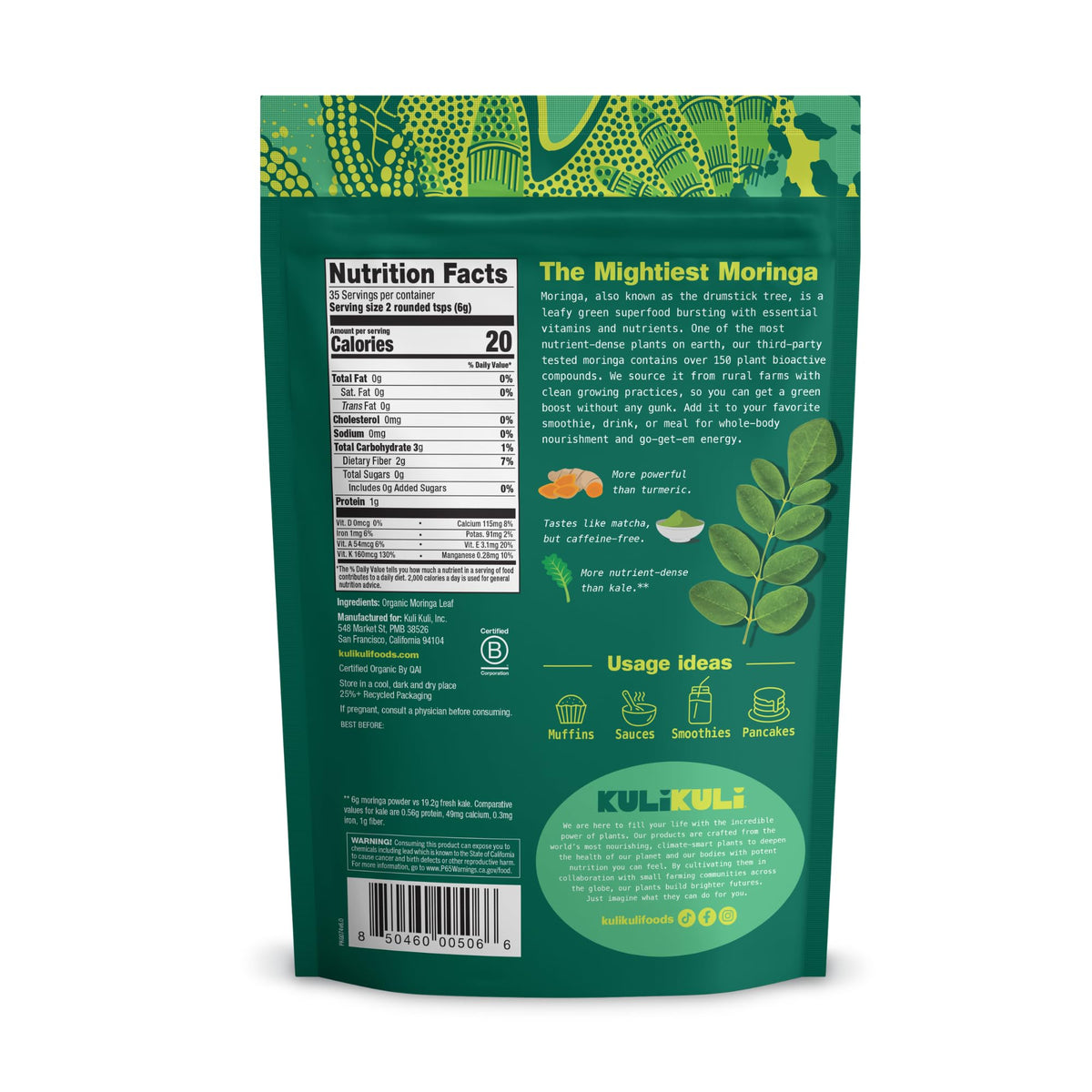 Kuli Kuli Organic Moringa Powder for Energy - 7.4 oz - image 2