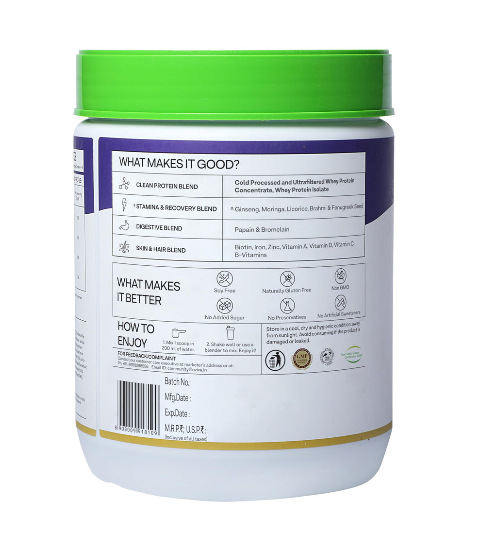 OZiva Protein & Herbs Men with Multivitamins for Stamina - 1.1 lbs - image 9