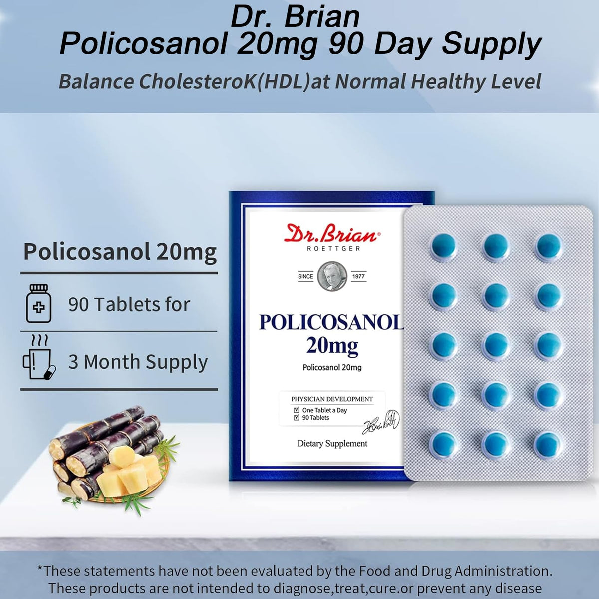 DR.BRIAN ROETTGER Dr. Brian Policosanol 20mg Heart Health Support - 90 Tablets - image 5