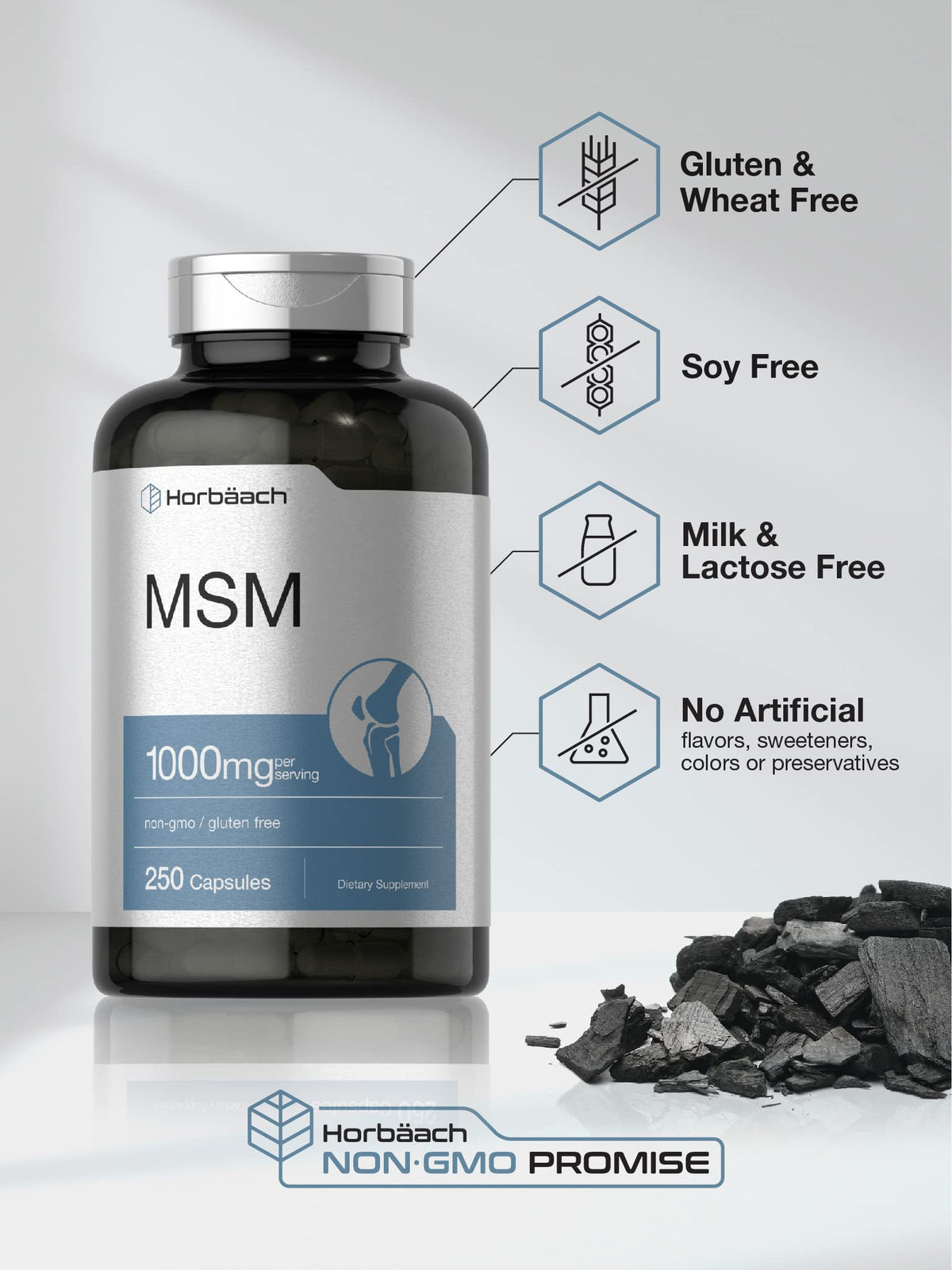 Horbäach MSM Supplement 1000mg - 250 Capsules - image 4