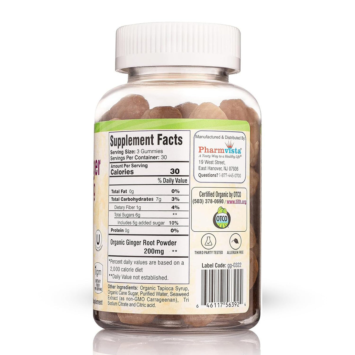 Pharmvista USDA Organic Ginger Gummies 200mg - 90 Count - image 2