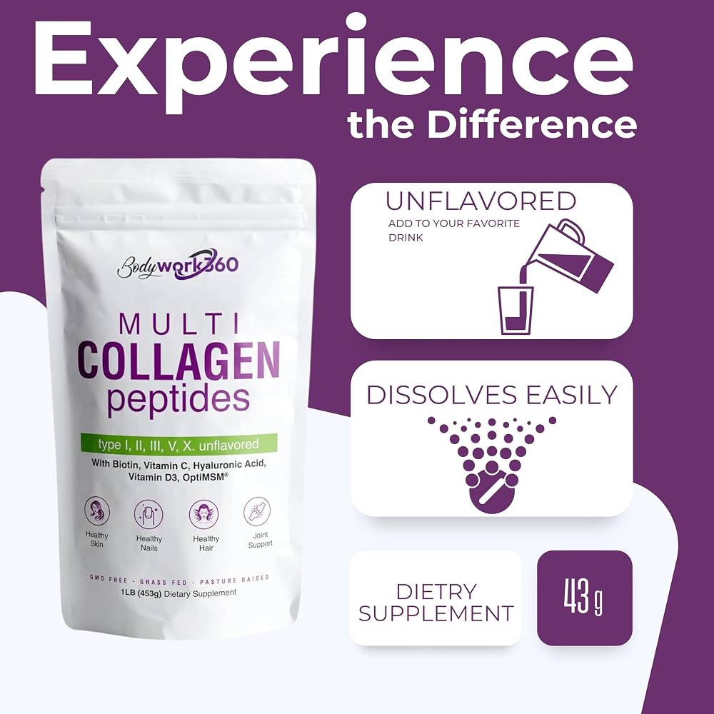 BODYWORK360 Multi Collagen Peptides Powder - 16 oz - image 4