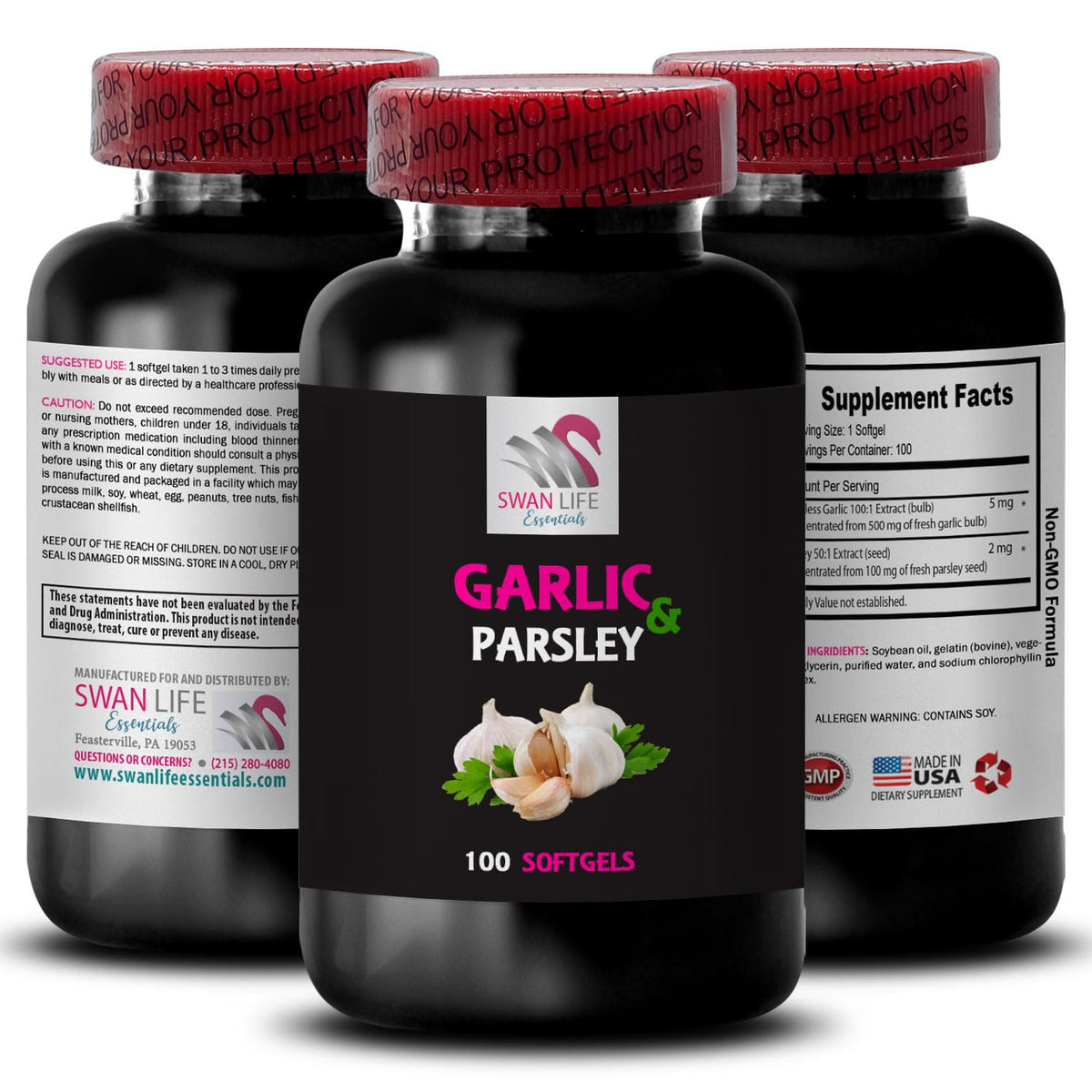 Swan Life Essentials Garlic and Parsley Odorless Formula - 200 Capsules - image 3