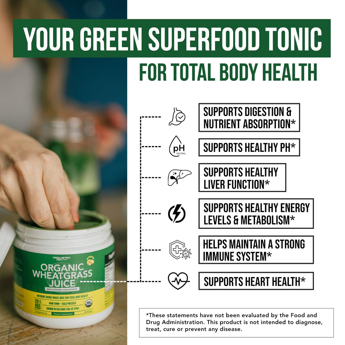 Triquetra Health Organic Wheatgrass Juice Powder - 60 Servings - image 4